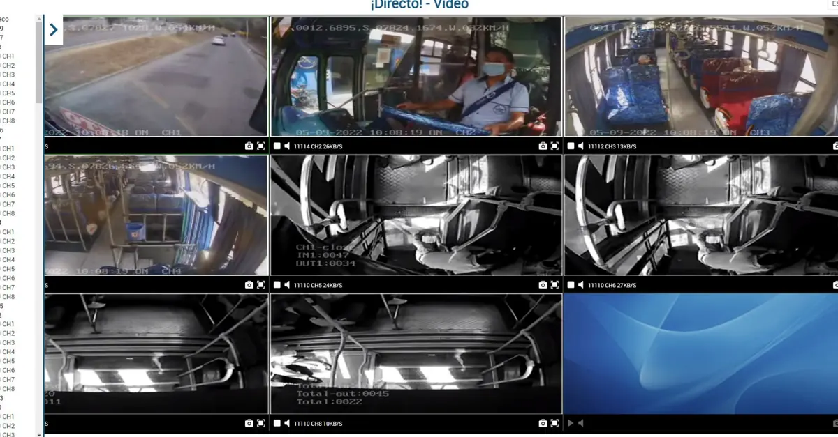 Visualización de varias cámaras de autobús en la plataforma de vídeo de Busae